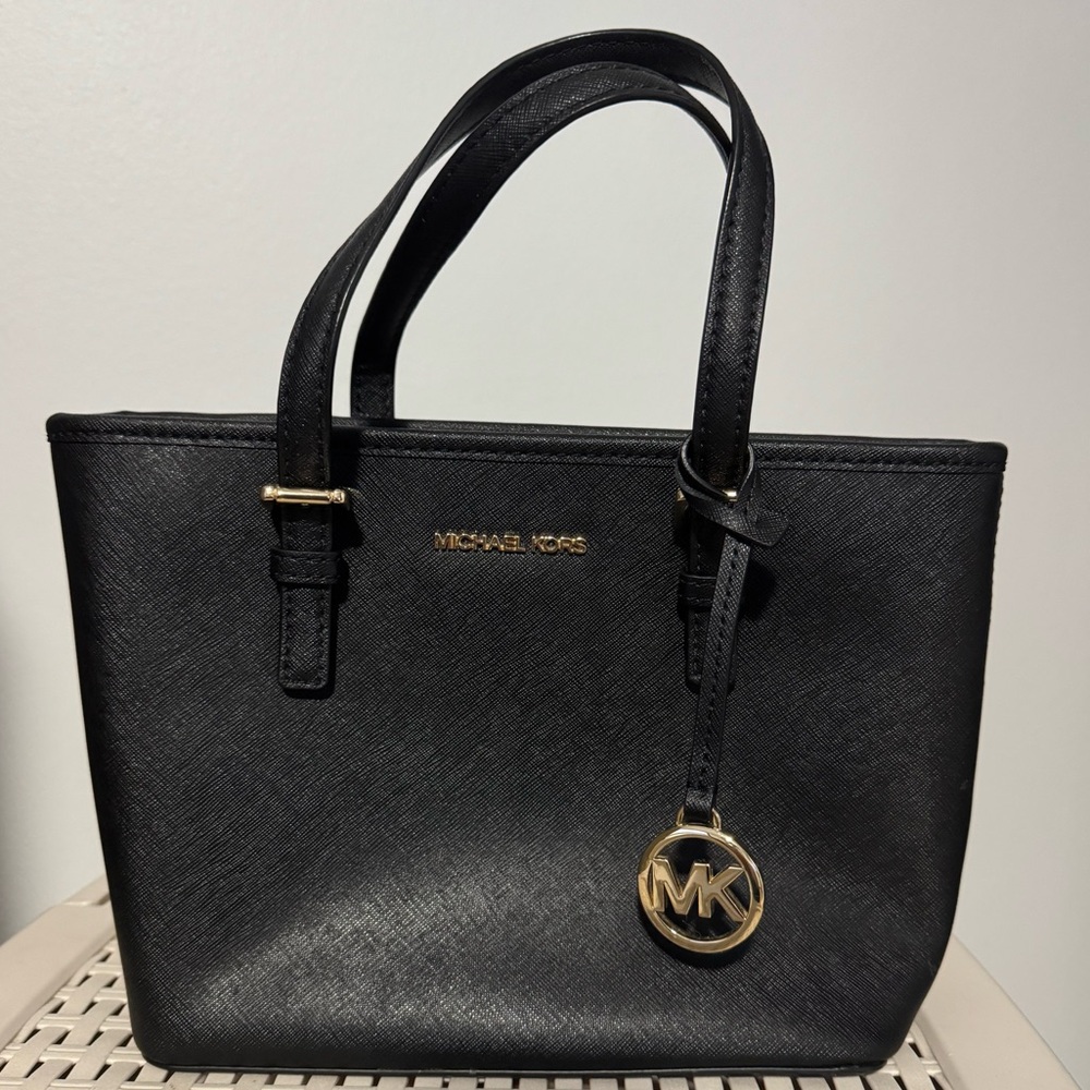 Michael Kors Black Tote with Gold Accents